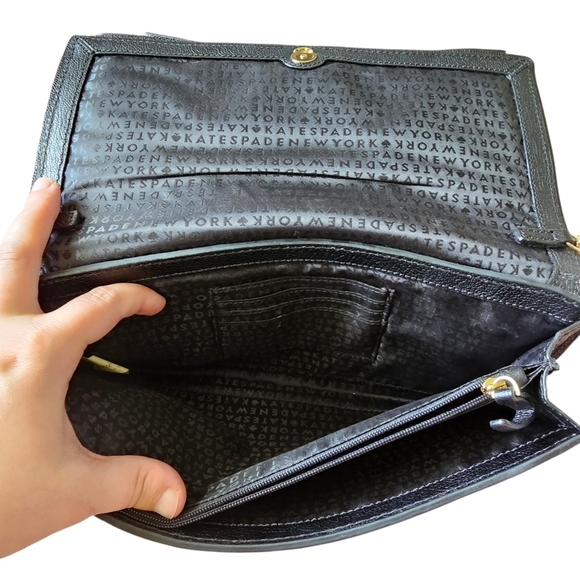 Kate Spade New York Manor Place Shea Black Embellished Leather Clutch Bow Bag - Picture 3 of 7